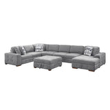 Raife Gray 5-Piece Right Chaise Sectional with Ottoman