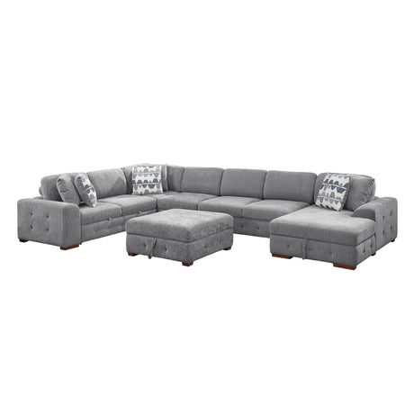 Raife Gray 5-Piece Right Chaise Sectional with Ottoman from Homelegance - Luna Furniture