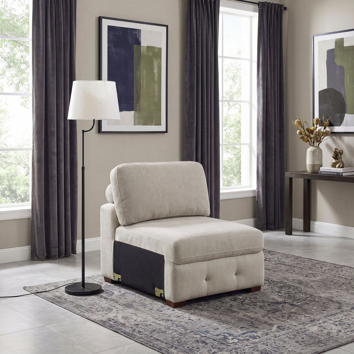 Raife Taupe Armless Chair from Homelegance - Luna Furniture