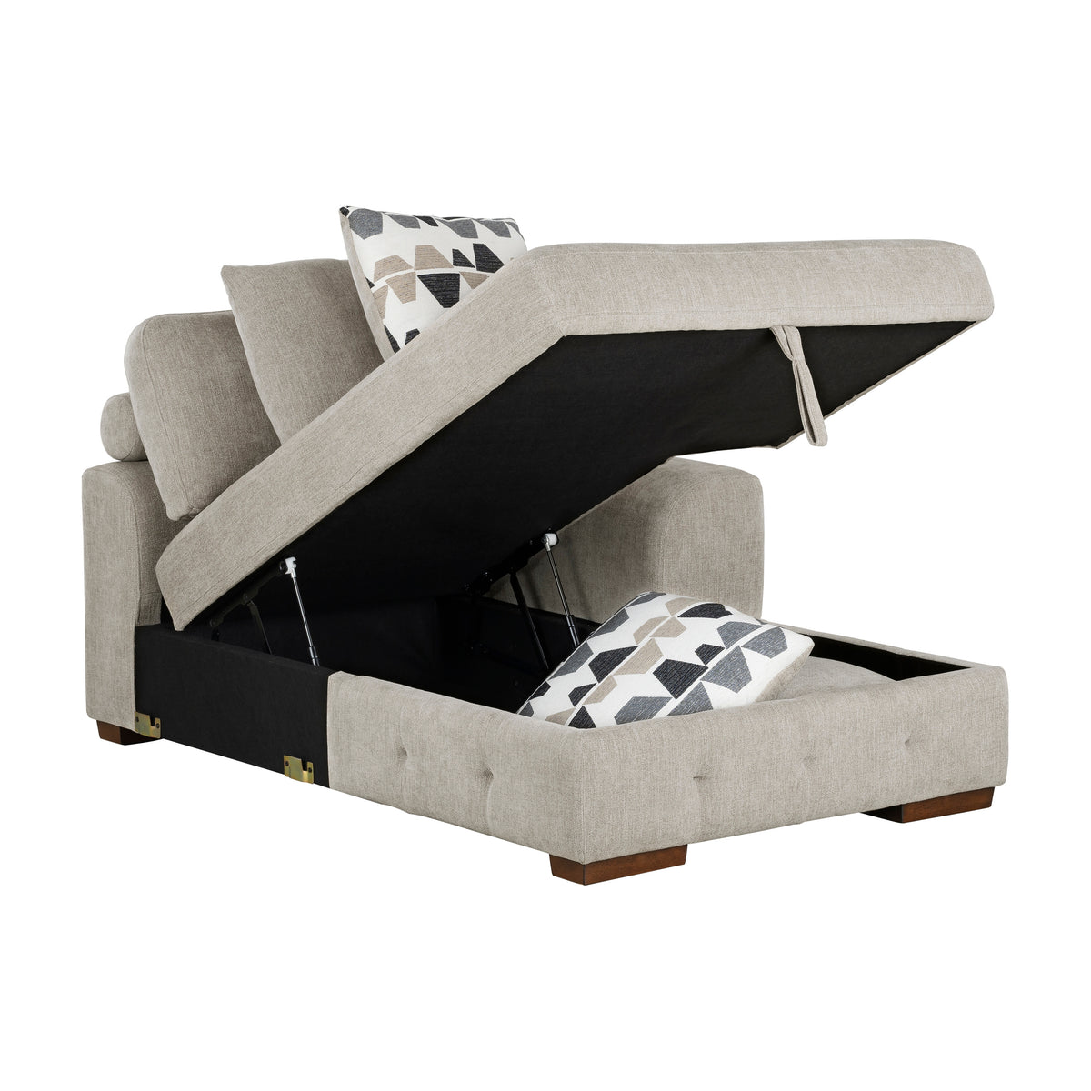 Raife Taupe 5-Piece Sectional with Right Chaise and Pull-out Bed