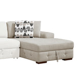 Raife Taupe 4-Piece Sectional with Right Chaise and Pull-out Bed