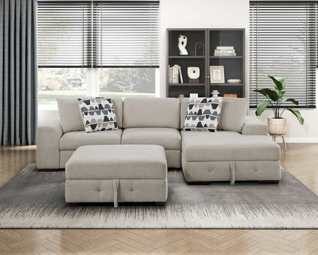Raife Taupe 3-Piece Sectional with Right Chaise and Ottoman from Homelegance - Luna Furniture