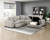 Raife Taupe 4-Piece Sectional with Right Chaise and Pull-out Bed