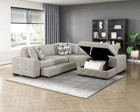 Raife Taupe 4-Piece Sectional with Right Chaise and Pull-out Bed from Homelegance - Luna Furniture