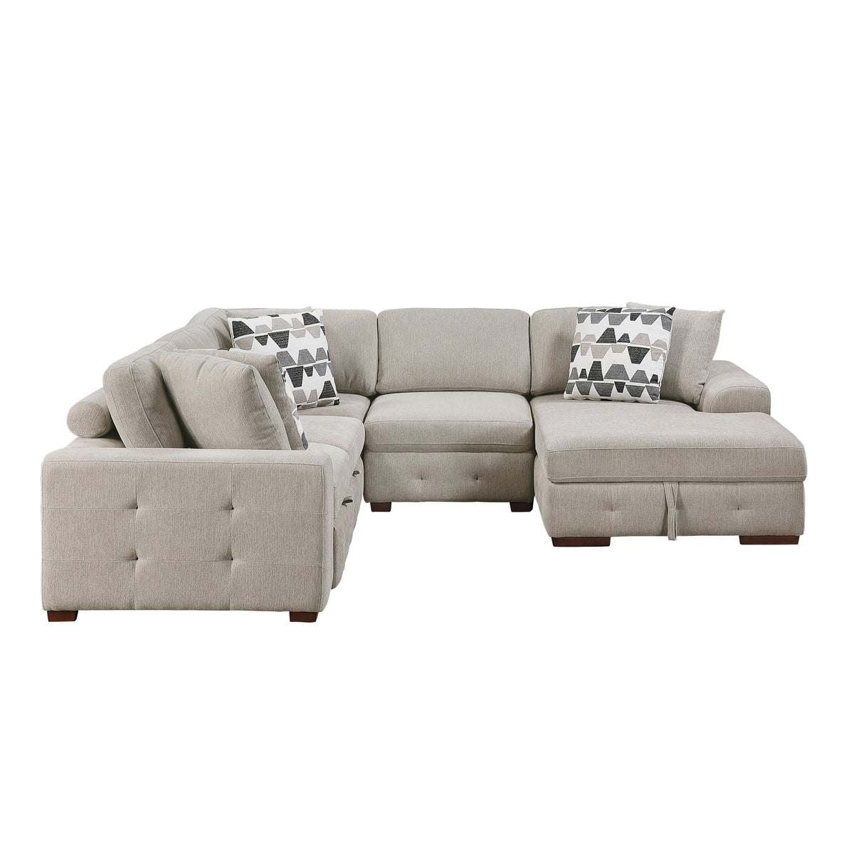Raife Taupe 4-Piece Sectional with Right Chaise and Pull-out Bed