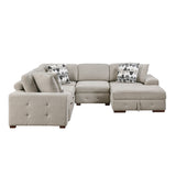 Raife Taupe 4-Piece Sectional with Right Chaise and Pull-out Bed