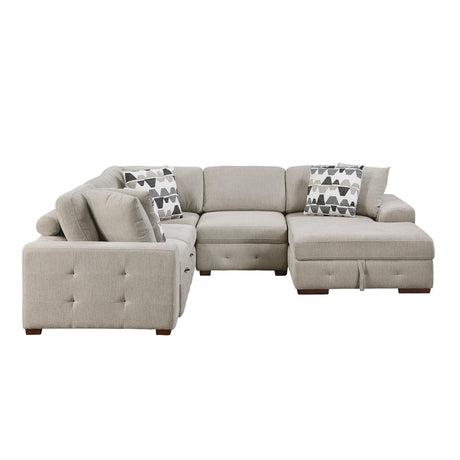 Raife Taupe 4-Piece Sectional with Right Chaise and Pull-out Bed from Homelegance - Luna Furniture