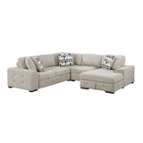 Raife Taupe 4-Piece Sectional with Right Chaise and Pull-out Bed