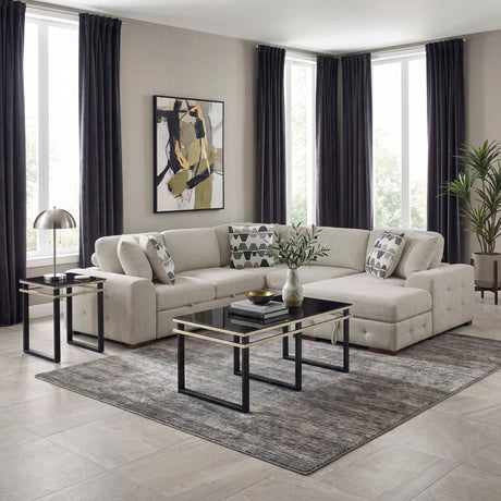 Raife Taupe 4-Piece Sectional with Right Chaise and Pull-out Bed from Homelegance - Luna Furniture