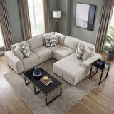 Raife Taupe 4-Piece Sectional with Right Chaise and Pull-out Bed