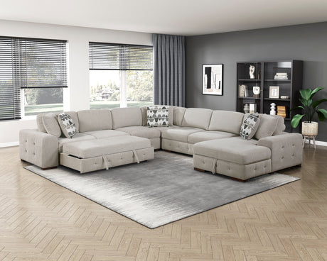 Raife Taupe 5-Piece Sectional with Right Chaise and Pull-out Bed from Homelegance - Luna Furniture
