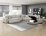 Raife Taupe 5-Piece Sectional with Right Chaise and Pull-out Bed