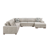 Raife Taupe 5-Piece Sectional with Right Chaise and Pull-out Bed