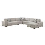 Raife Taupe 5-Piece Sectional with Right Chaise and Pull-out Bed