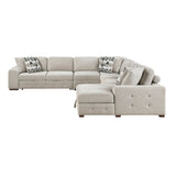 Raife Taupe 5-Piece Right Chaise Sectional with Ottoman