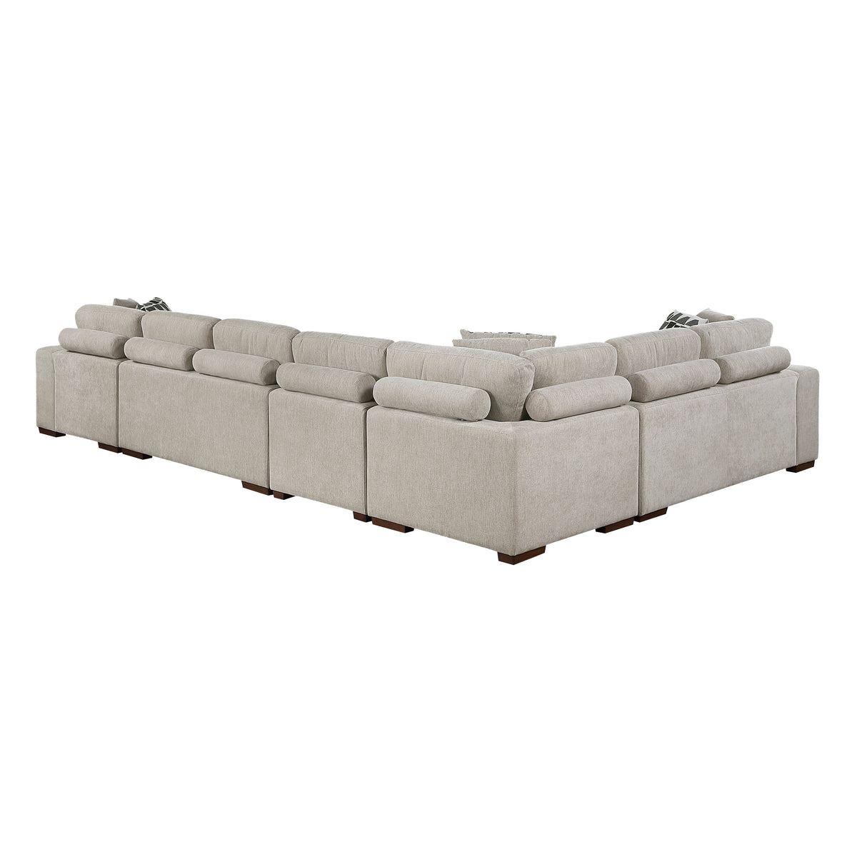 Raife Taupe 5-Piece Sectional with Right Chaise and Pull-out Bed