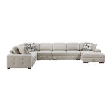 Raife Taupe 5-Piece Sectional with Right Chaise and Pull-out Bed