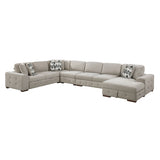 Raife Taupe 5-Piece Sectional with Right Chaise and Pull-out Bed