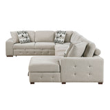 Raife Taupe 5-Piece Right Chaise Sectional with Ottoman