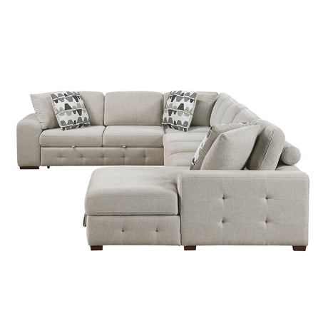 Raife Taupe 5-Piece Sectional with Right Chaise and Pull-out Bed from Homelegance - Luna Furniture