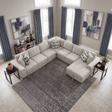 Raife Taupe 5-Piece Sectional with Right Chaise and Pull-out Bed