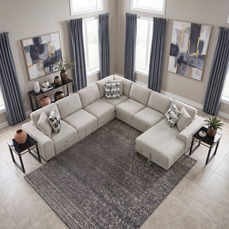 Raife Taupe 5-Piece Sectional with Right Chaise and Pull-out Bed from Homelegance - Luna Furniture