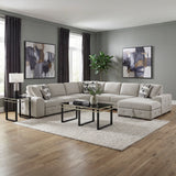 Raife Taupe 5-Piece Right Chaise Sectional with Ottoman
