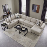 Raife Taupe 5-Piece Sectional with Right Chaise and Pull-out Bed