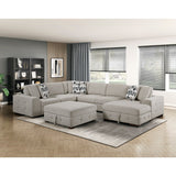 Raife Taupe 5-Piece Sectional with Right Chaise and Ottoman from Homelegance - Luna Furniture