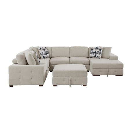 Raife Taupe 5-Piece Sectional with Right Chaise and Pull-out Bed from Homelegance - Luna Furniture