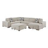Raife Taupe 5-Piece Sectional with Right Chaise and Pull-out Bed
