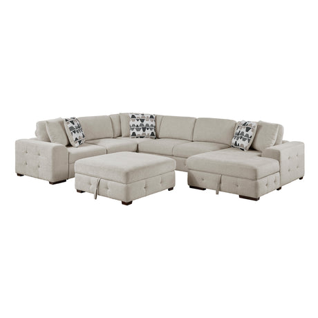 Raife Taupe 5-Piece Sectional with Right Chaise and Pull-out Bed from Homelegance - Luna Furniture