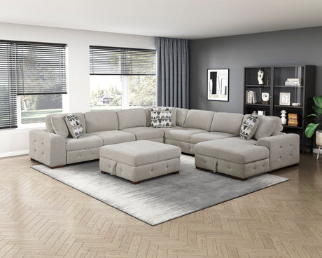 Raife Taupe 5-Piece Right Chaise Sectional with Ottoman from Homelegance - Luna Furniture