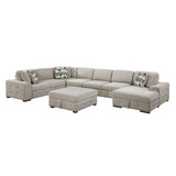 Raife Taupe 5-Piece Right Chaise Sectional with Ottoman
