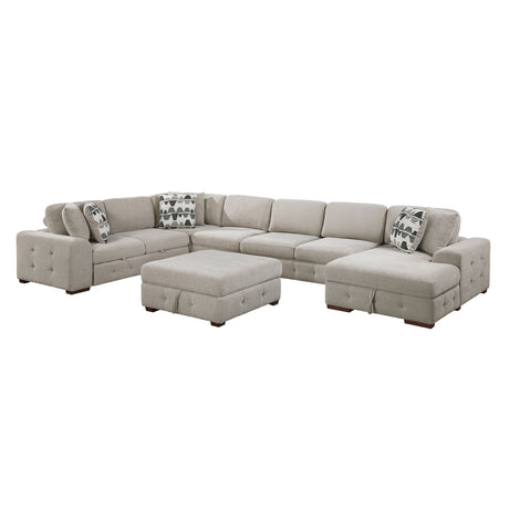 Raife Taupe 5-Piece Right Chaise Sectional with Ottoman from Homelegance - Luna Furniture