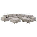 Raife Taupe 5-Piece Right Chaise Sectional with Ottoman