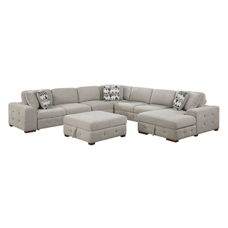 Raife Taupe 5-Piece Right Chaise Sectional with Ottoman from Homelegance - Luna Furniture