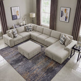 Raife Taupe 5-Piece Right Chaise Sectional with Ottoman