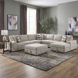 Raife Taupe 5-Piece Right Chaise Sectional with Ottoman