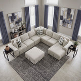 Raife Taupe 5-Piece Right Chaise Sectional with Ottoman