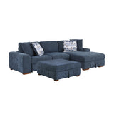 Raife Blue 3-Piece Sectional with Right Chaise and Ottoman from Homelegance - Luna Furniture