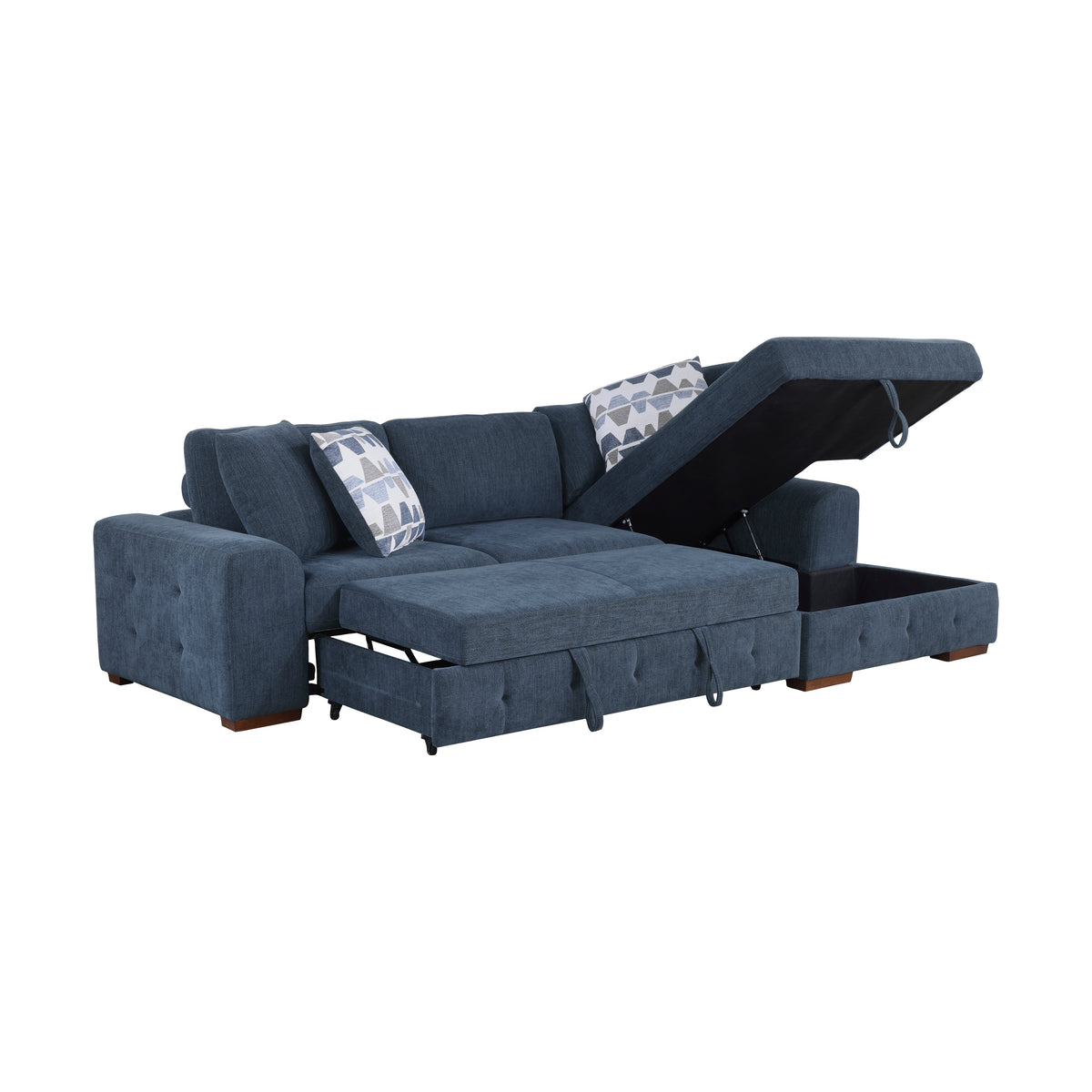 Raife Blue 3-Piece Sectional with Right Chaise and Ottoman from Homelegance - Luna Furniture
