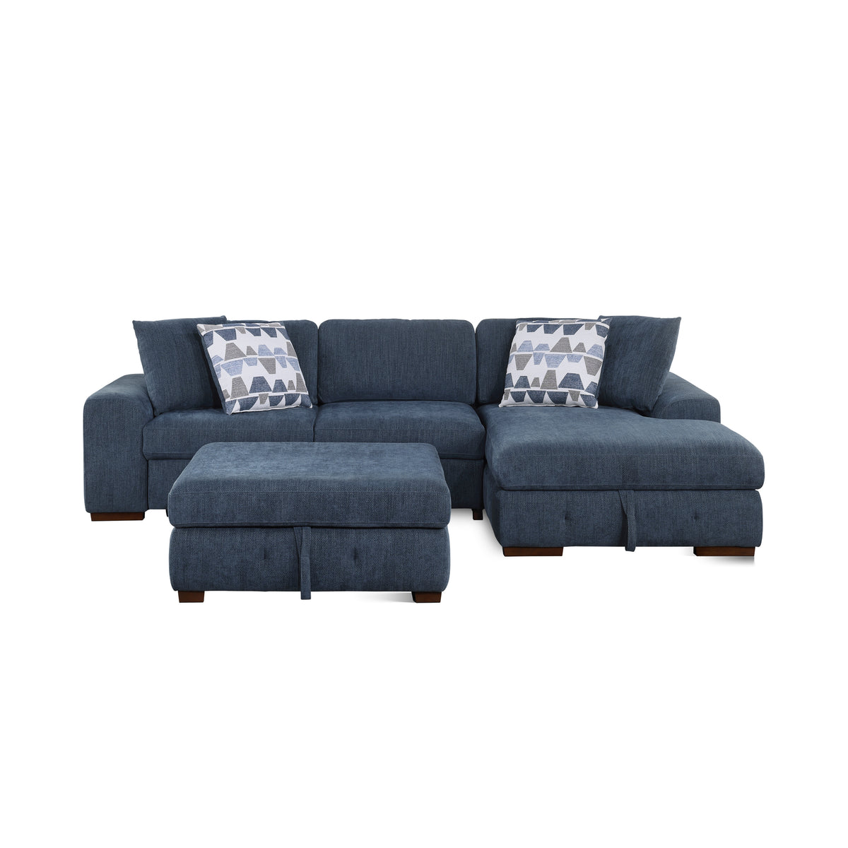 Raife Blue 3-Piece Sectional with Right Chaise and Ottoman from Homelegance - Luna Furniture