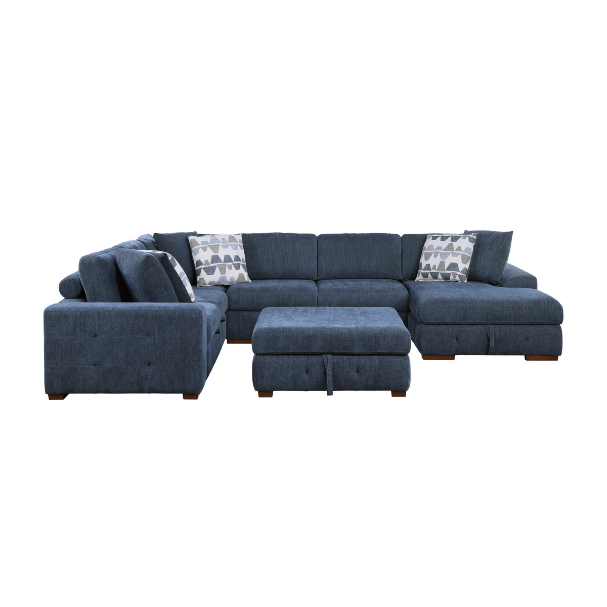 Raife Blue 5-Piece Sectional with Right Chaise and Storage Ottoman from Homelegance - Luna Furniture