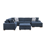 Raife Blue 5-Piece Sectional with Right Chaise and Storage Ottoman from Homelegance - Luna Furniture