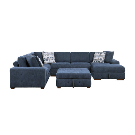 9624BU*52LRC (5)5-Piece Sectional with Right Chaise and Storage Ottoman from Homelegance - Luna Furniture