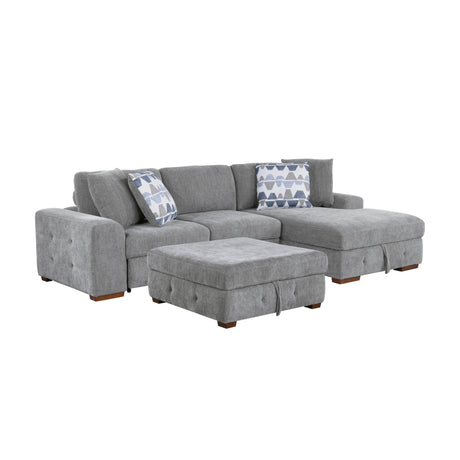 9624GY*32LRC (3)3-Piece Sectional with Right Chaise and Ottoman from Homelegance - Luna Furniture