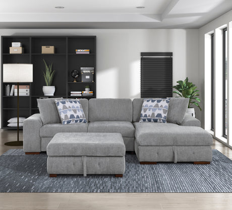 9624GY*32LRC (3)3-Piece Sectional with Right Chaise and Ottoman from Homelegance - Luna Furniture