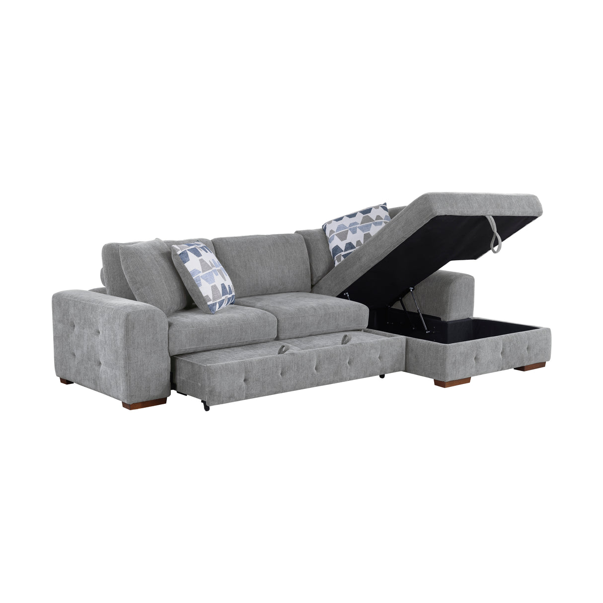 9624GY*32LRC (3)3-Piece Sectional with Right Chaise and Ottoman from Homelegance - Luna Furniture