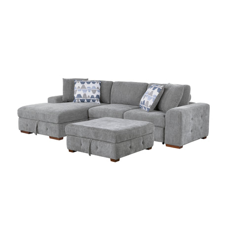 9624GY*3LC2R (3)3-Piece Sectional with Left Chaise and Ottoman from Homelegance - Luna Furniture